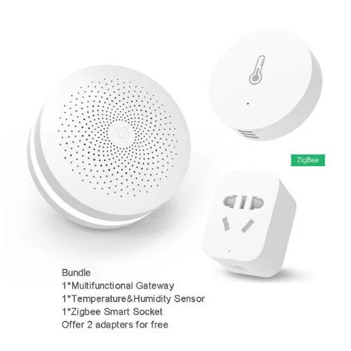 3 in one Xiaomi умный дом наборы датчик двери окна датчик человеческого тела беспроводной переключатель влажности Zigbee розетка mihome приложение - Цвет: 3 in one