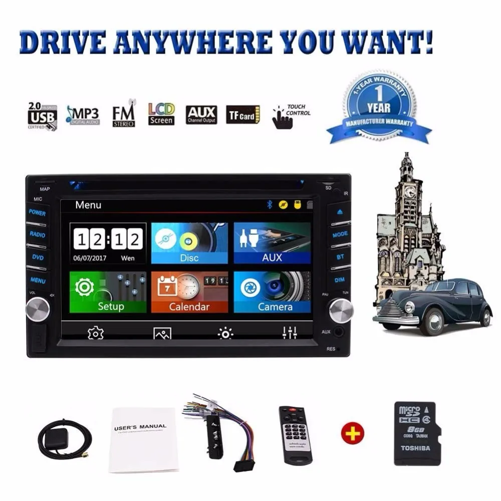 Wince 2 Din автомобильное радио аудио головное устройство DVD плеер в тире gps навигация