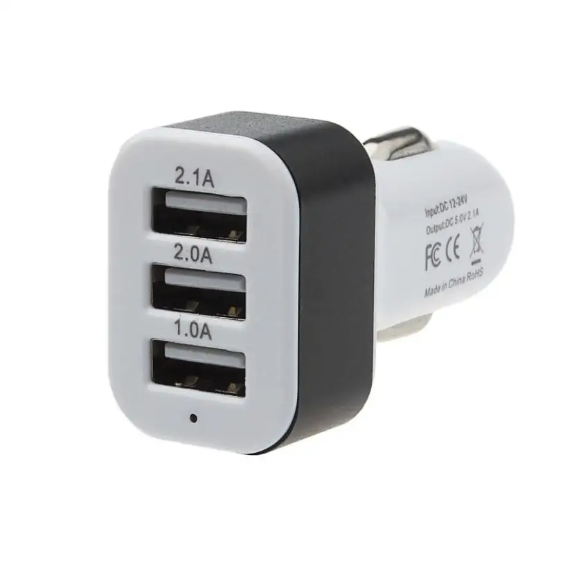 Новый DC 5 0 V 2.1A/2A/1A Автомобильный Универсальный 12V 24V до 5V 3 Порт USB зарядное