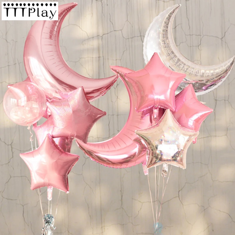 

5pcs 18inch Star Foil Balloons Wedding Party Decoration Supplies 1pc 36inch Baby Shower Birthday Party Moon Foil Helium Balloons