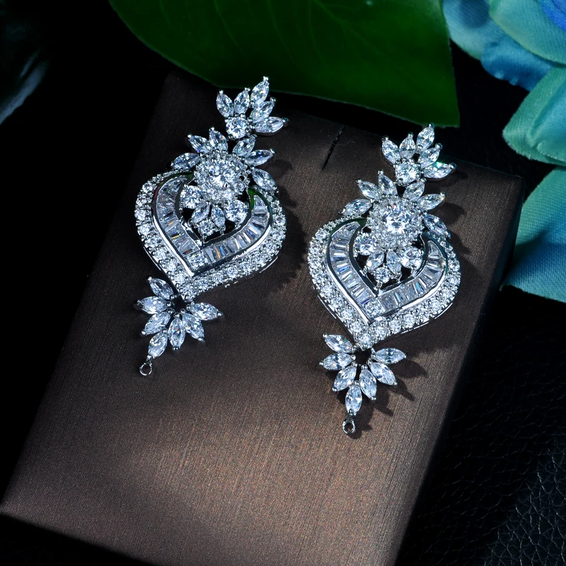 Женские Висячие серьги HIBRIDE подвески с кристаллами из циркония и цветком