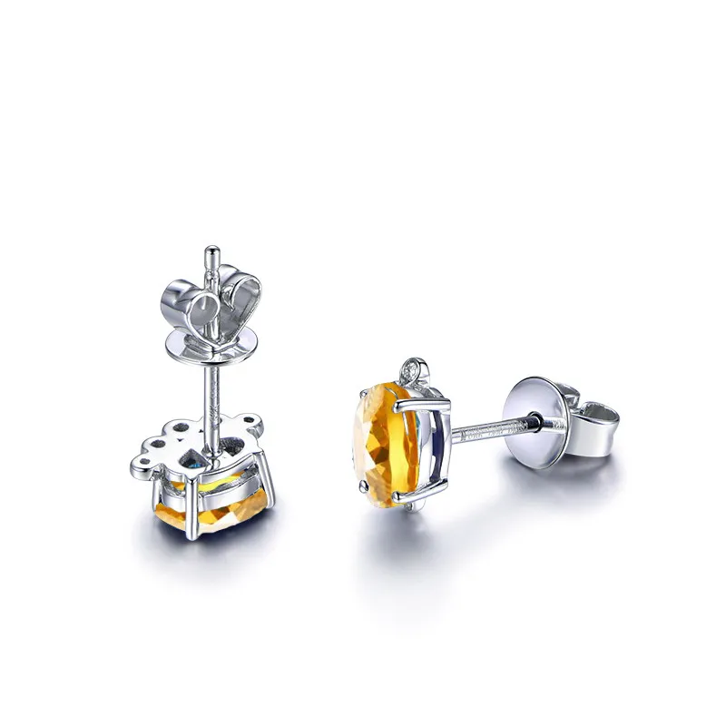 AINUOSHI натуральный цитрин цветок серьги 2.5ct овальной огранки драгоценных камней 925 пробы серебряная шпилька серьги Обручение вечерние Для женщин ювелирные изделия