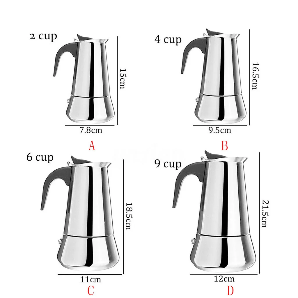 Creative Italian Coffee Maker Stainless Steel Percolator Tool Mocha Cafetiere Stove Top Pot 100/200/300/450ML #40 | Дом и сад
