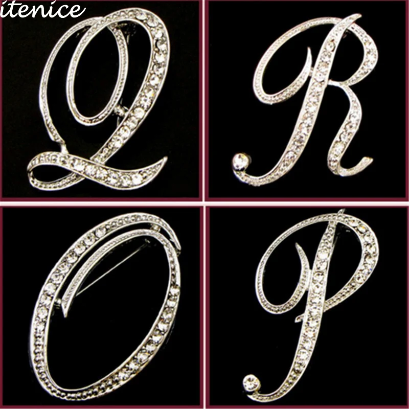 Модные ювелирные изделия Женская Брошь значок Посеребренная с буквами для