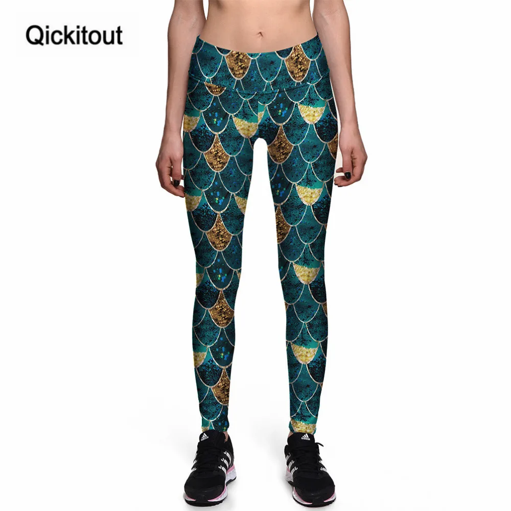 Qickitout новые модные леггинсы сексуальные женские имитация Русалка зеленая
