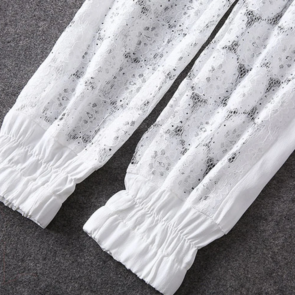 Женский офисный костюм FTGSDLONG комплект из 2 предметов: кружевной топ и штаны с