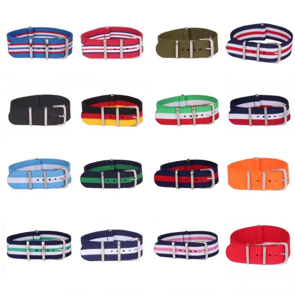 10pcs Wholesale Lot Stripe Retro 12 mm Strong Military Army nato fabric Nylon Watch Woven Strap Band Buckle belt 12mm watchbands