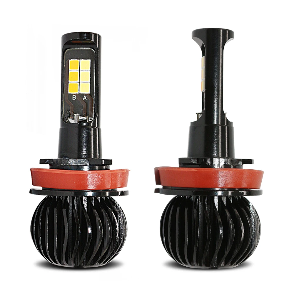 MODERN CAR Fog Light Bulb Dual Color 50W White/Yellow H11 H4 H7 H1 H3 880 9005 9006 Auto LED Front Fog Lamp Bulbs 12V CSP chip