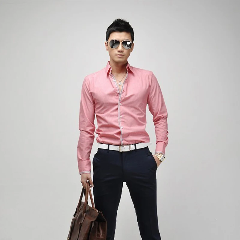 Новинка 2018 осенняя мужская рубашка деловые повседневные рубашки приталенные с