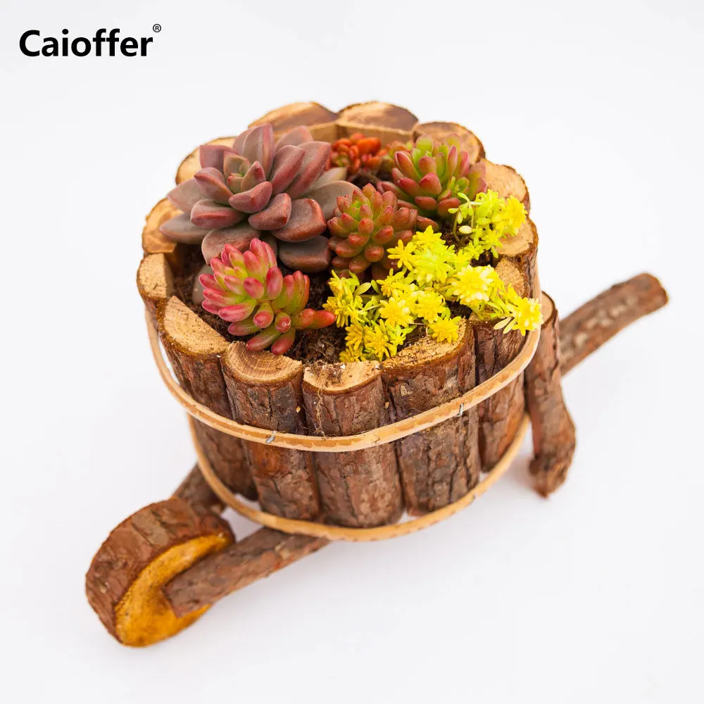 Caioffer ручная работа суккулент цветочный горшок деревянная тачка настольный