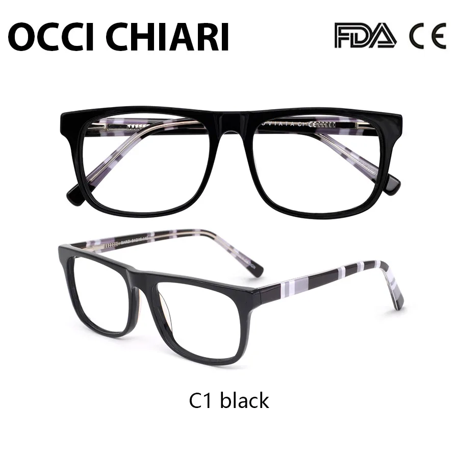 OCCI CHIARI, полосатые очки, для женщин, анти-синий луч, компьютерные очки по рецепту, Новые прозрачные оптические очки, оправа для очков - Цвет оправы: C1 black