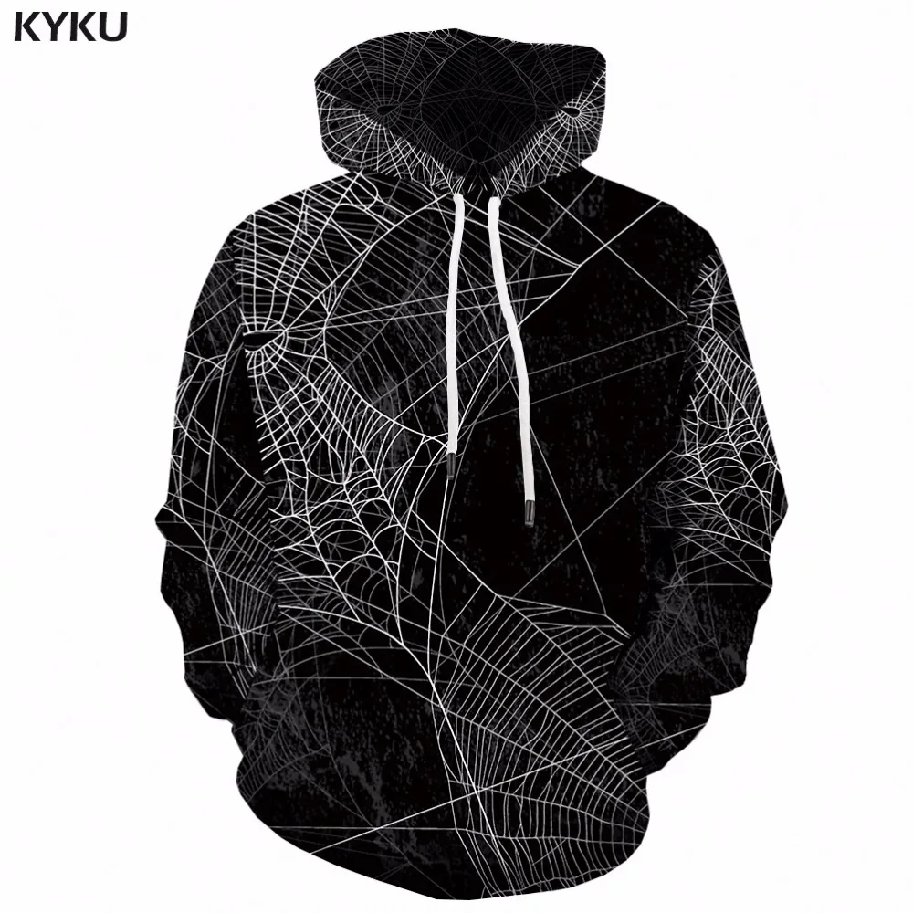 KYKU Хэллоуин Толстовка Для мужчин 3d толстовки печати толстовки геометрия черный толстовка с капюшоном с длинным паутина Для мужчин s Костюмы уличная