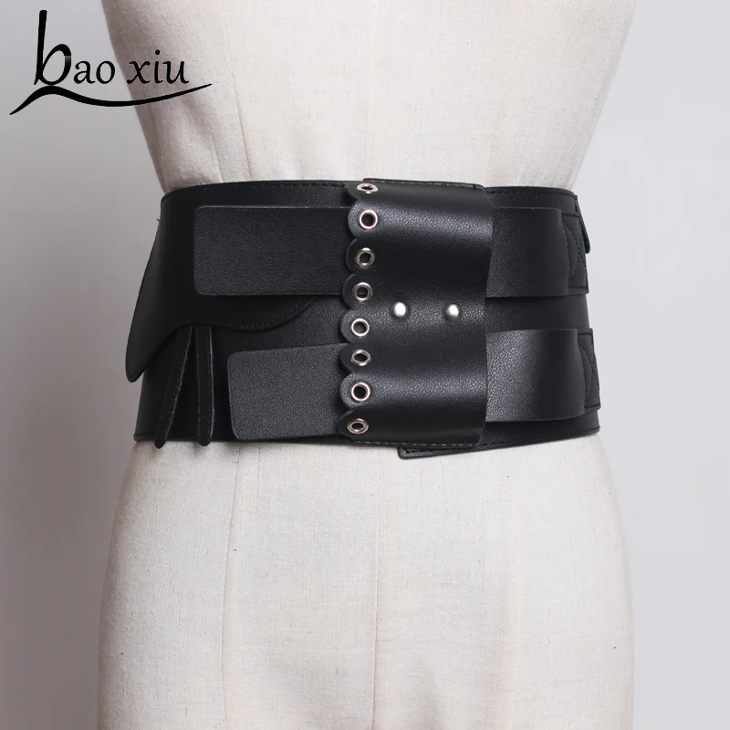 Ремень с металлической пряжкой Женский широкий кожаный пояс в стиле панк