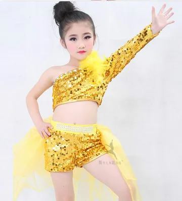 2017 Новый Детский современный танцевальный джазовый костюм футболка для подиума