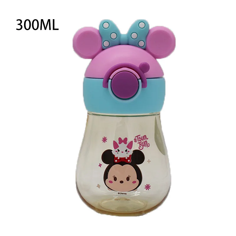 Minnie Дисней 300 мл Минни Микки Маус мультфильм Утконос бутылки чашки дети детские спортивные бутылки девушки чашки для кормления летняя детская чашка - Цвет: Minnie