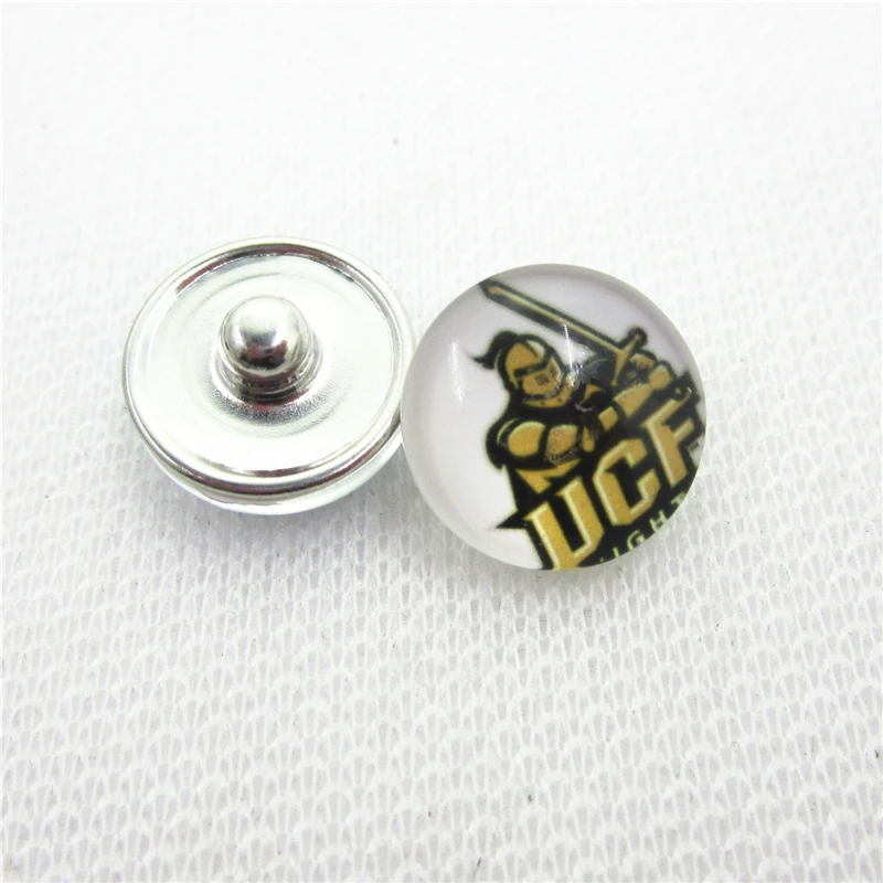 

10pcs US Central Florida Knights Snap Buttons Glass 18mm Sports snap buttons Diy Snaps Jewelry Bracelet&bangles Charms