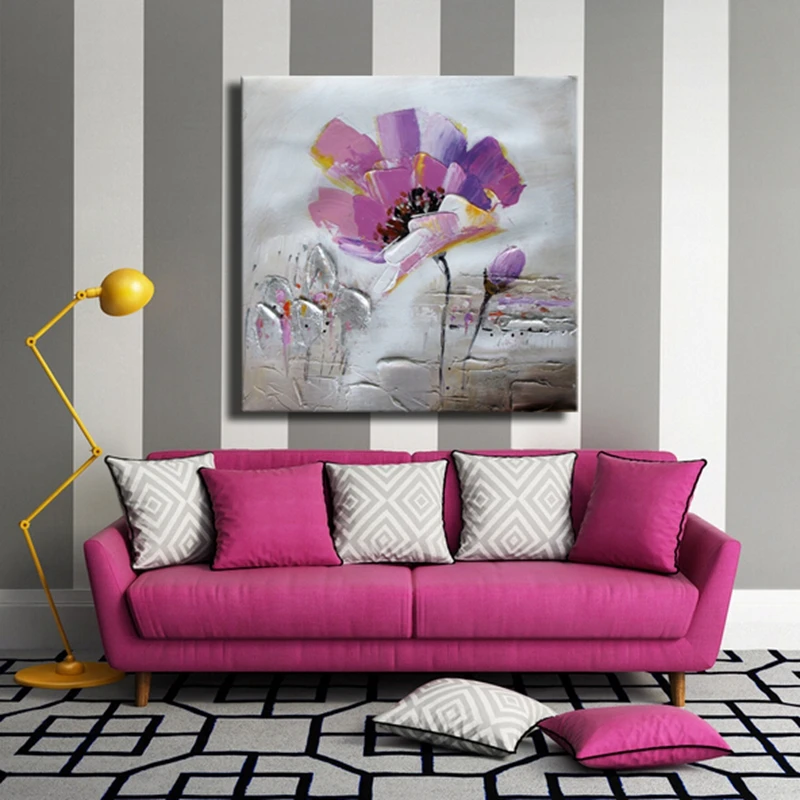Современная абстрактная картина маслом с цветком настенные картинки для декора