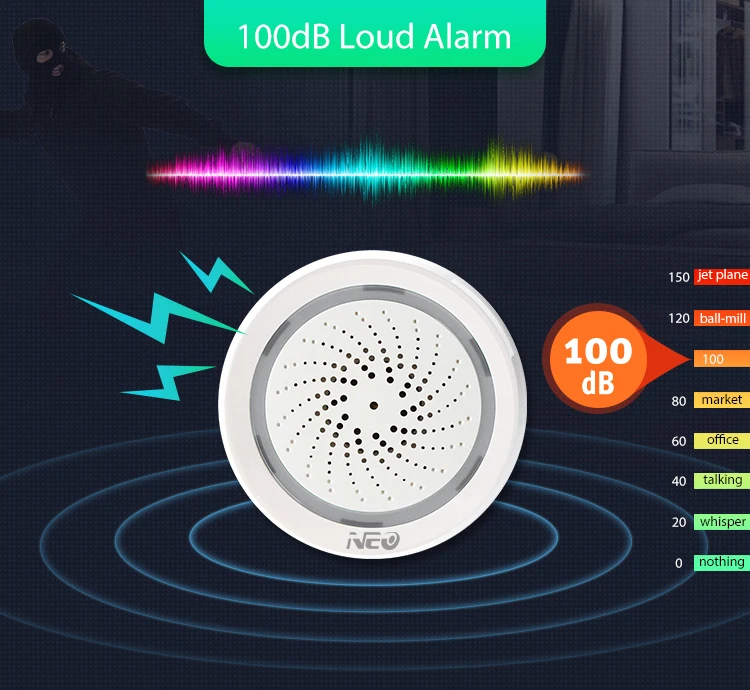 Lonsonho беспроводная Wifi Сирена Смарт Sirena Alarma с датчиком температуры и влажности 3 в 1 Tuya Smart Life APP