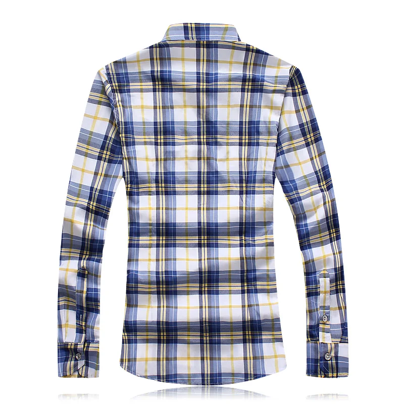 Рубашка мужская повседневная в клетку с длинным рукавом размеры до 7XL|casual shirts for