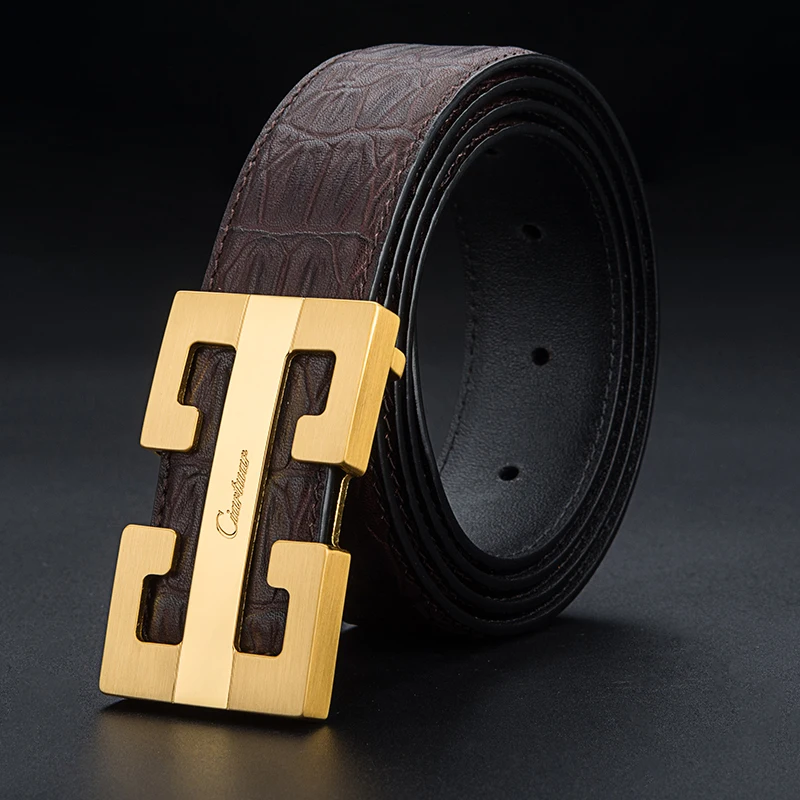 2019 новый роскошный дизайн пряжка из воловьей кожи мужской ремень крокодиловой