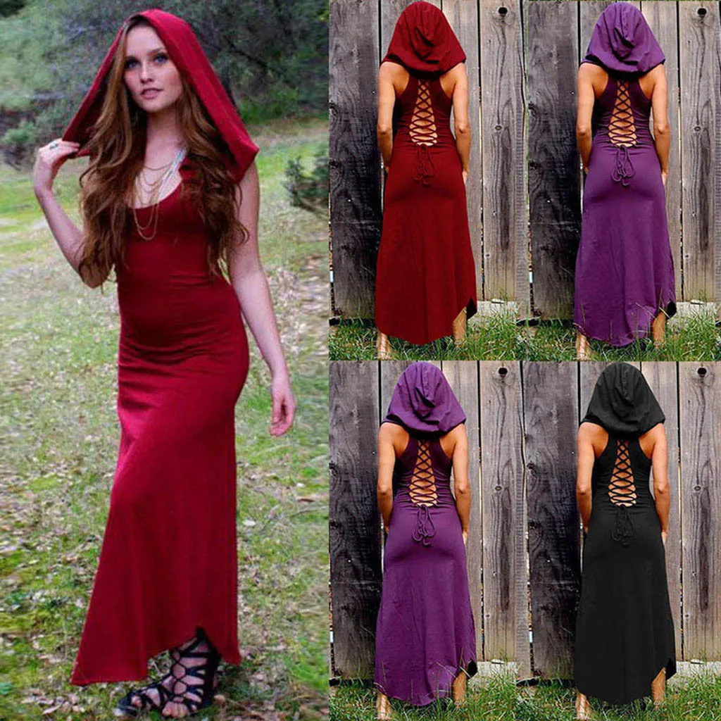 2019 новое летнее платье для женщин с открытой спиной Ретро готический уличный