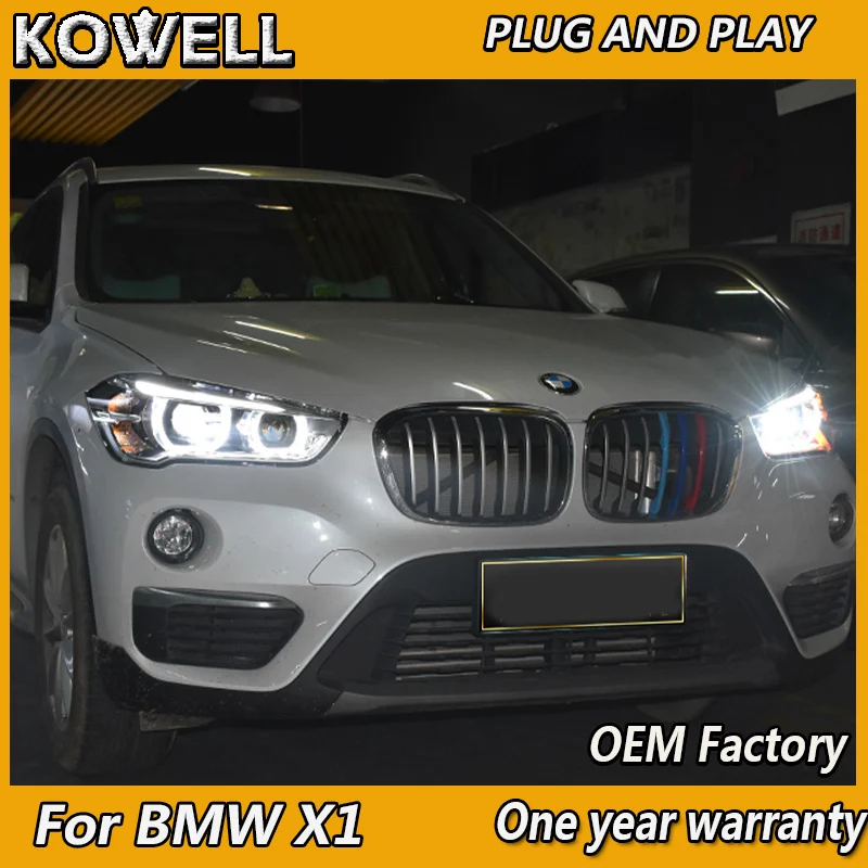 

2 Ps Car Headlights For BMW X1 Headlight 2016 2017 2018 x1 Head lamp LED Angel Eyes DRL Hi Low Beam Bi Xenon Lens HID Front lamp