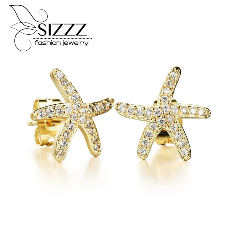 Fashion Full Cubic Zirconia Sea Star Starfish Stud Earrings For Women Jewelry Vintage Earring | Украшения и аксессуары