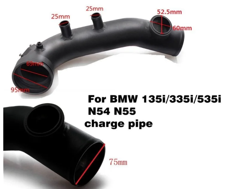 Черная зарядная труба IntakeTurbo комплект охлаждения для BMW N54 E88 E90 E92 135i 335i| |