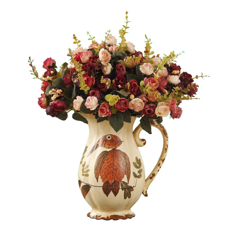 Американская кантри керамическая ваза с павлином и одним ухом ретро домашняя