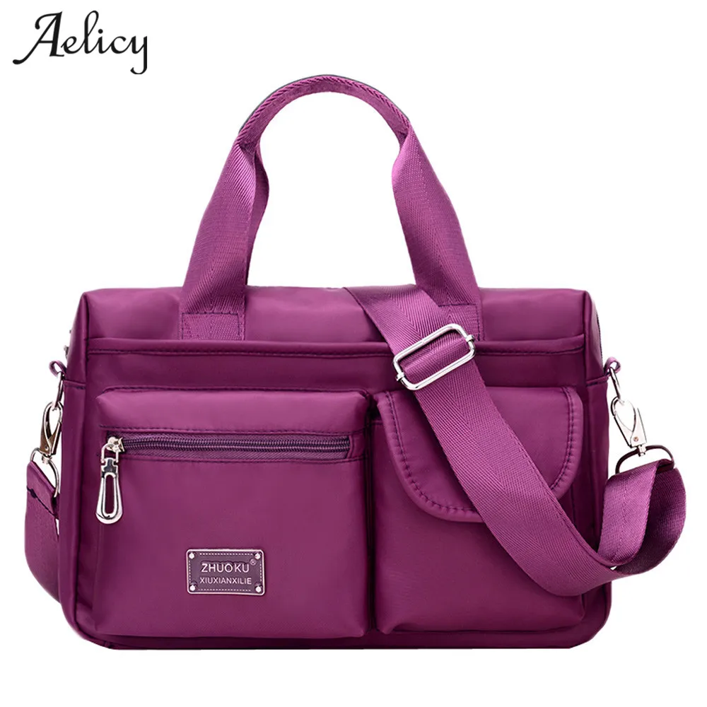 Фиолетовый Aelicy, новинка, женские сумки-мессенджеры, сумки для покупок, для путешествий, Нейлоновые женские сумки на плечо, женская сумка-тоут, большая сумка через плечо - Цвет: Фиолетовый