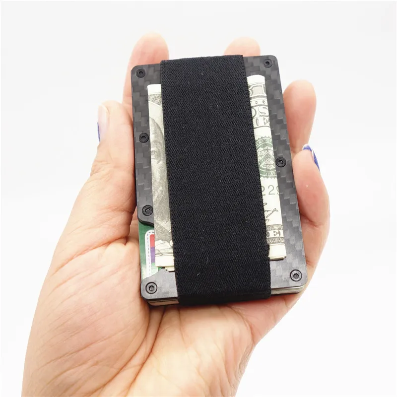 RFID блокирующий кошелек из углеродного волокна металлический держатель Бизнес-Кредитная карта чехол для денег и ID держатель тонкий женский кошелек