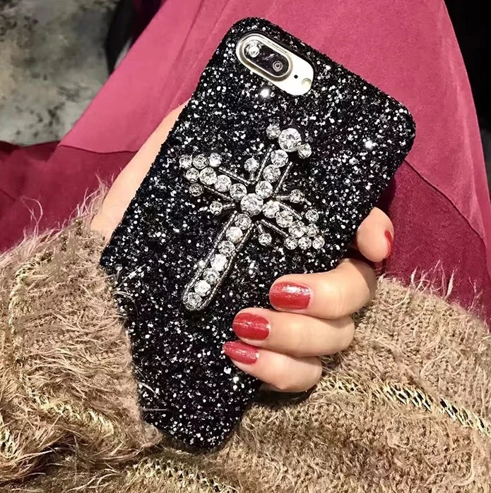 Phone Case Luxury Fashion Bling Glitter Diamond Cross Ultra Thin Anti-knock Protective Cover for 6 6S Plus 7 |