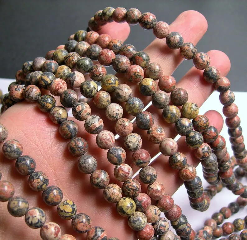 Бисер из натуральной леопардовой кожи Круглый бисер 6 мм 8 10 15 5 дюйма|loose beads|beads