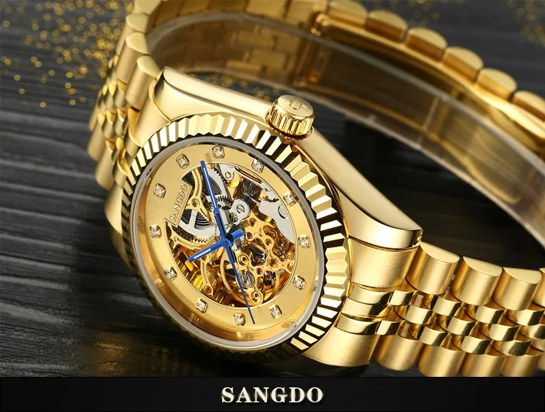 38 мм Sangdo роскошные часы llow из автоматического самовсасывающего движения