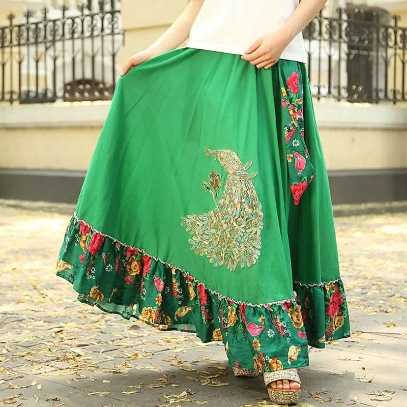 Богемная весенне летняя национальная зеленая хлопковая Повседневная