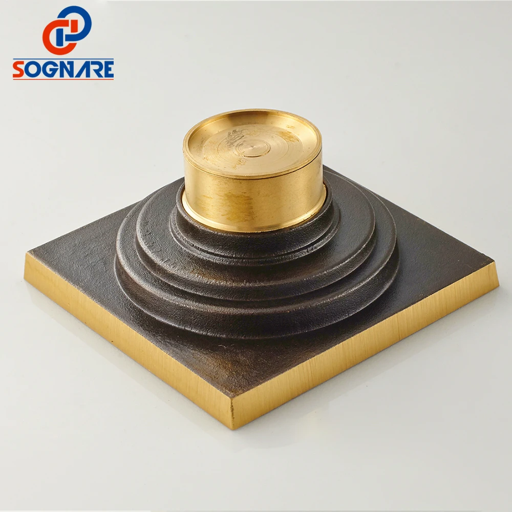 SOGNARE 10*10 см античная латунная резная крышка квадратная душевая напольная