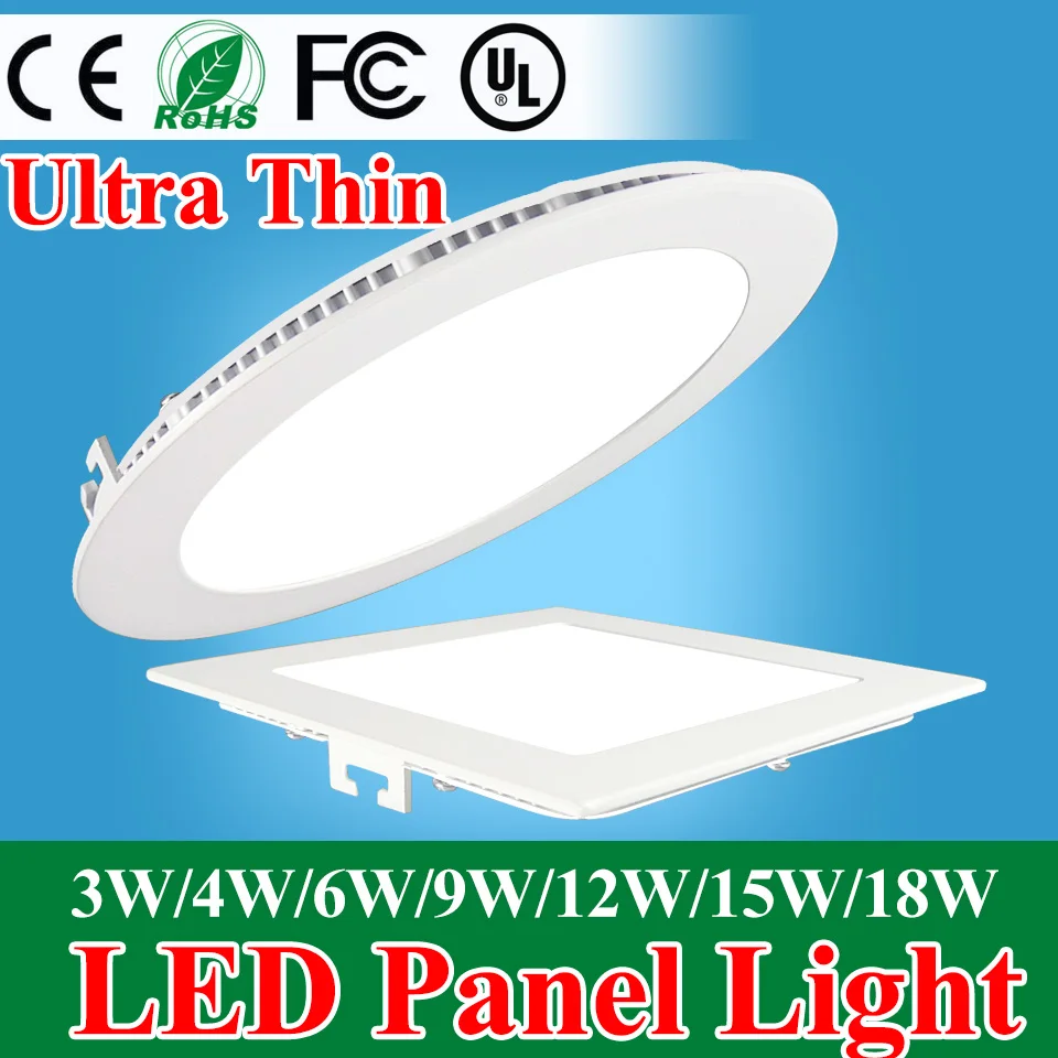 Светодиодная панель 3 Вт 4 6 9 12 15 Smd2835 ультратонкая круглая квадратная светильник