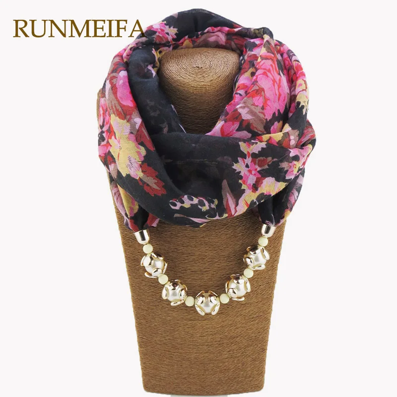 Женское жемчужное ожерелье с цветочным принтом подвеской из шифона и жемчугом