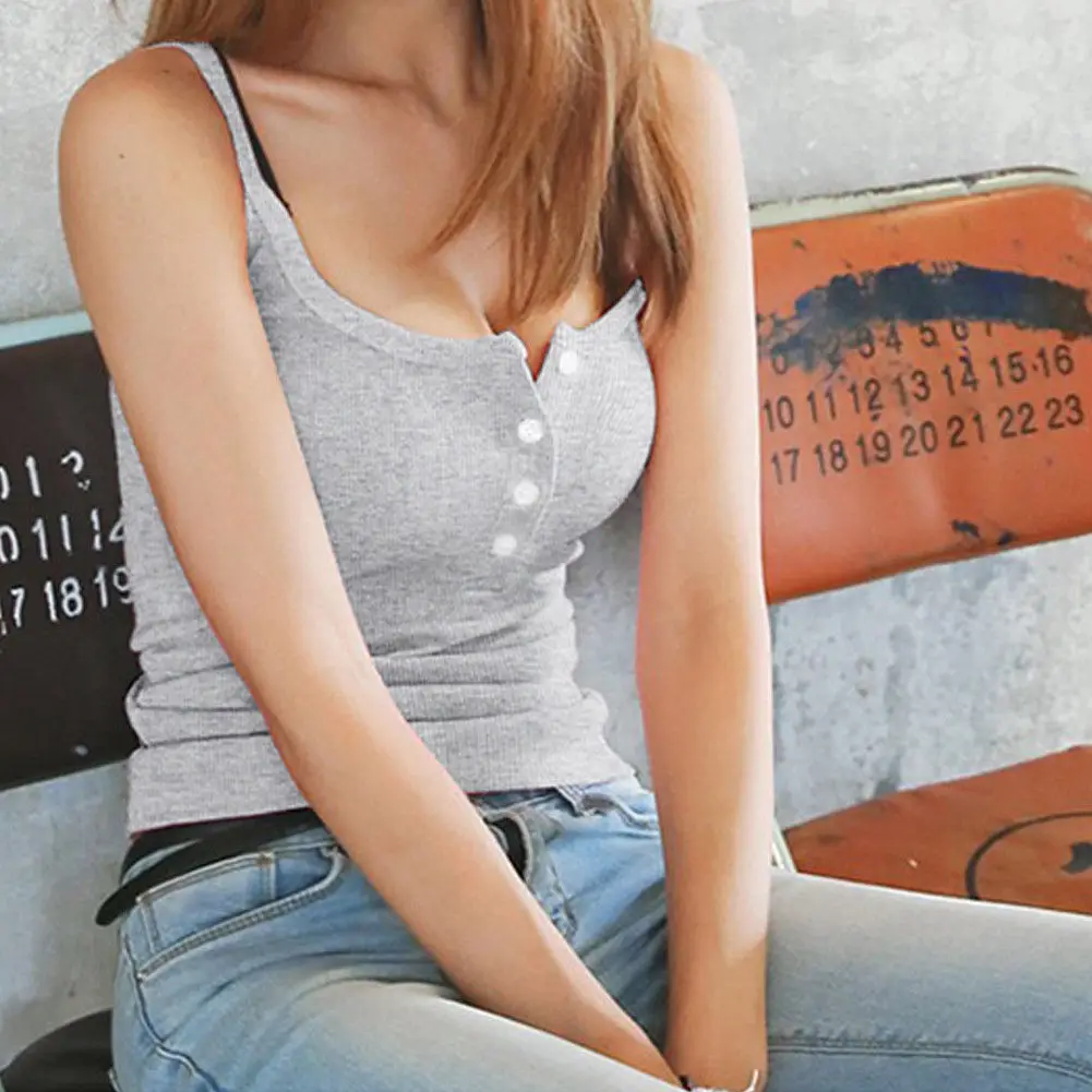 HIRIGIN Для женщин летние платья Casual Tanks бюстье бюстгальтер жилет укороченный Бралетт из джерсовой ткани детский комбинезон майки Поп Футболка - Цвет: Серый