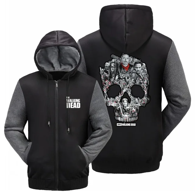 Dropshipping The Walking Dead Negan LUCILLE Rick Grimes Thickening Cotton-Padded Jacket Daryl Dixon Winter Warm Flannel Hoodie | Мужская