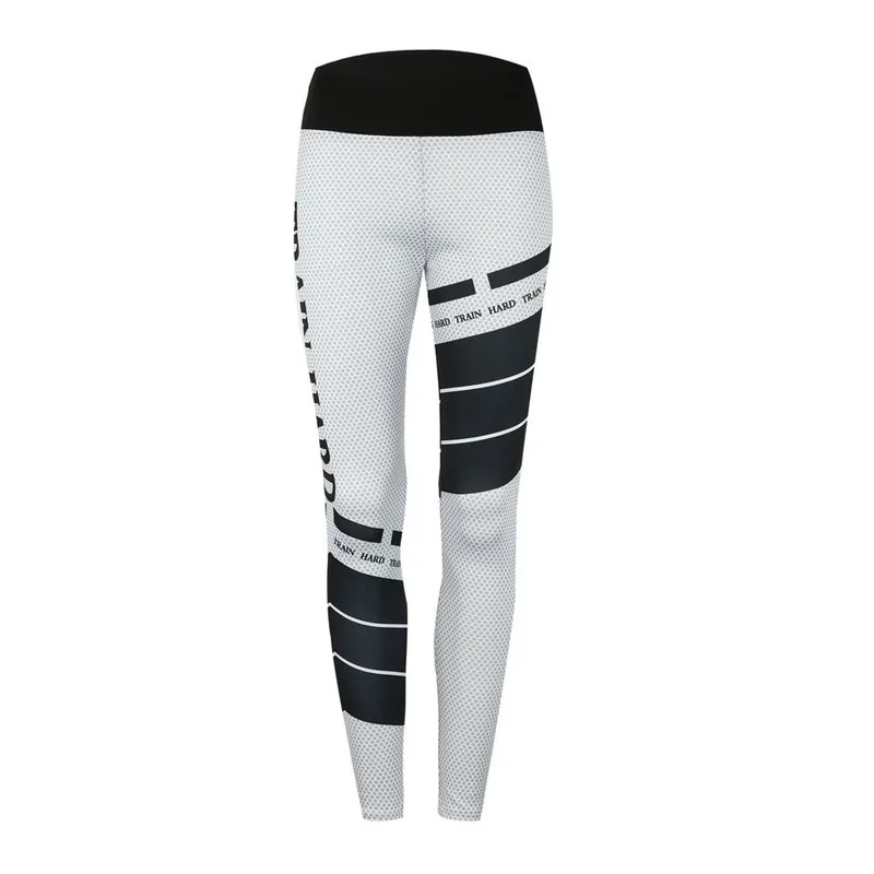 

SALSPOR Yoga Pants Women Elasticity Letter Print High Waist Sport Legging Breathable Push Up Tummy Control Pants Female
