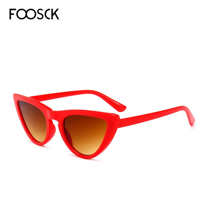 FOOSCK кошачий глаз тени для женщин модные солнцезащитные очки Женские винтажные Ретро очки с дизайном «кошачие глаза» Oculos Feminino UV400 Защита объектива - Цвет линз: C8RedBrown