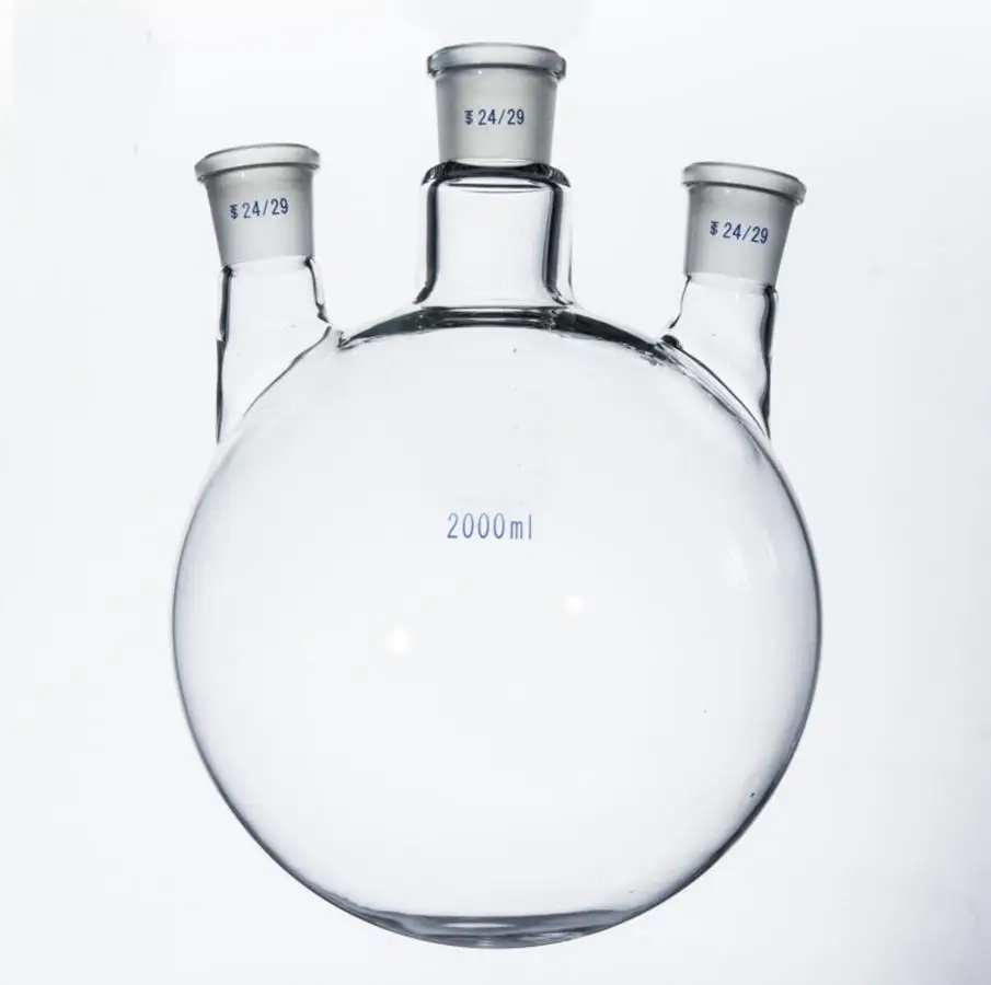 2000ml Laboratory Borosilicate Glass 24/29 Joint Flask round bottom with Vertical 3-Neck | Канцтовары для офиса и дома