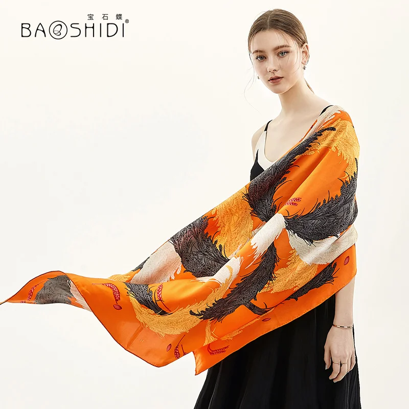 Женский шарф из 100% шелка BAOSHIDI толстый натурального 16 момме 106*106 см |