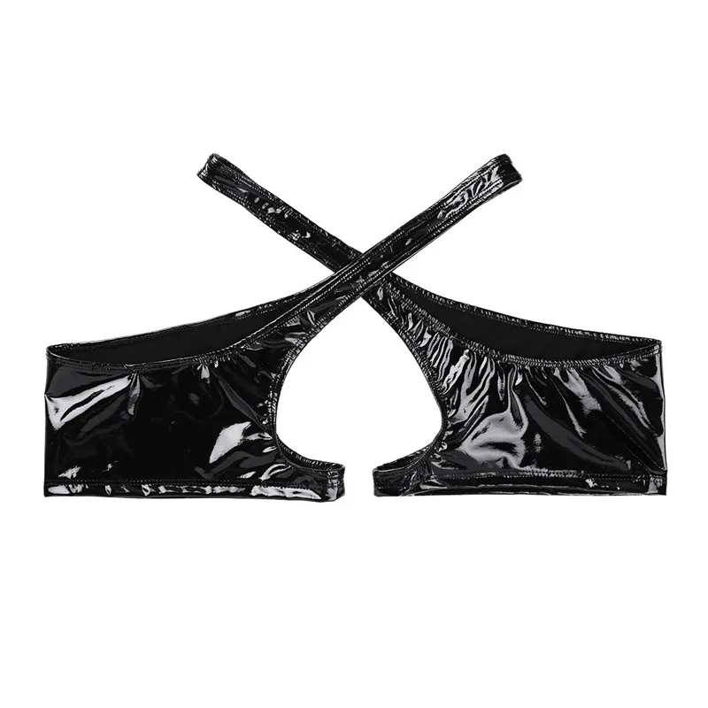 TiaoBug Для мужчин сексуальное женское белье латексные черные Искусственная кожа