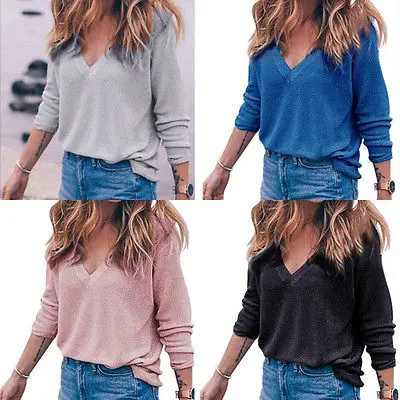 Женский пуловер с V образным вырезом свободный шифоновый топ длинным рукавом