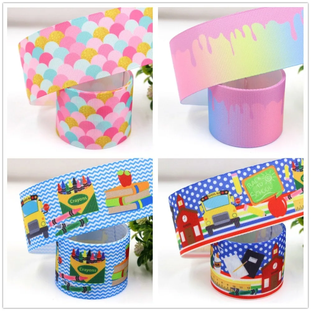 10Y Бесплатная доставка градиент цвета напечатанная Grosgrain лента 38 мм ленты DIY