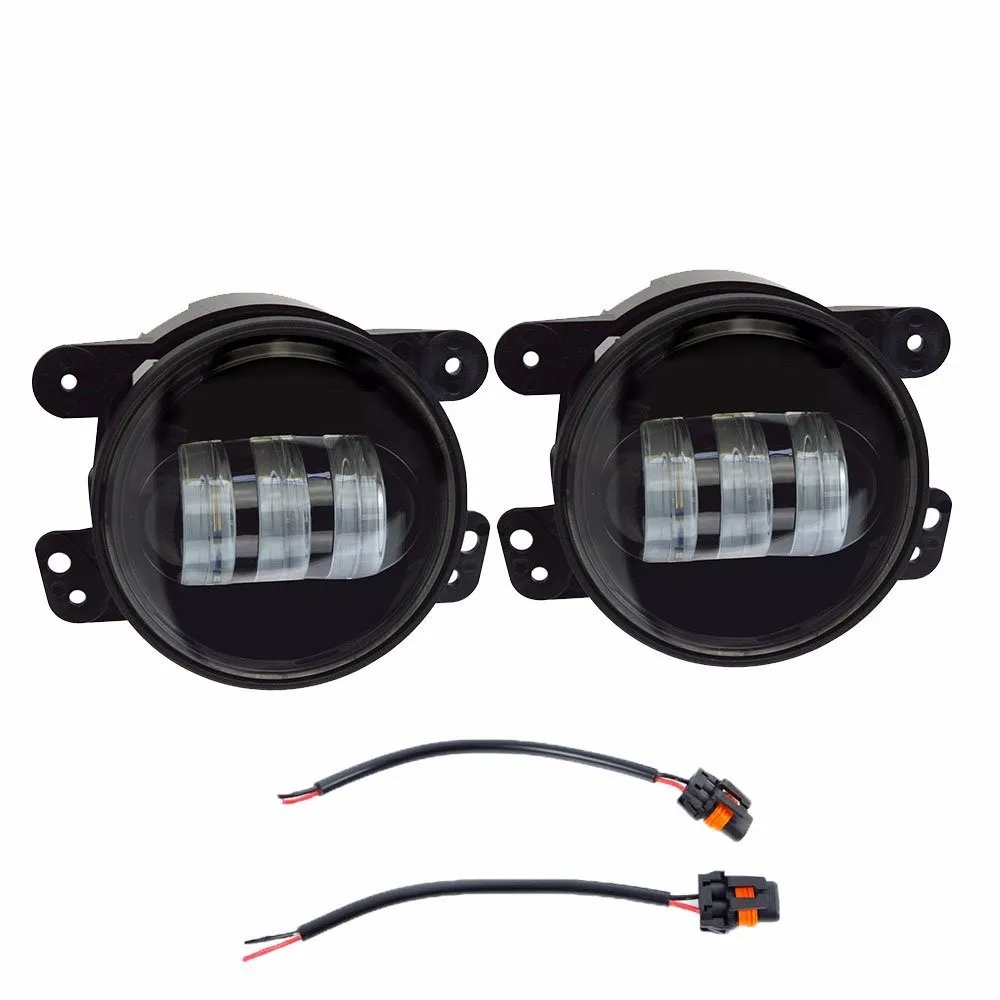 H4 to H13 7 inch Round LED Headlight for Jeep Wrangler JK CJ Hummer High/Low Dual Beam + Black 4inch Front Fog Light | Автомобили и