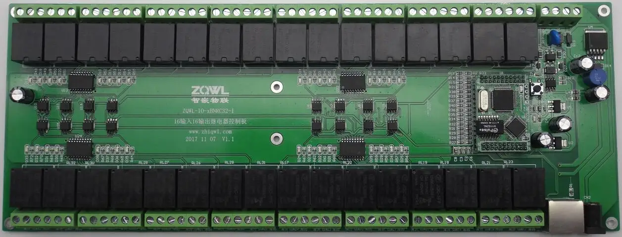 32-полосная 32-канальная сетевая релейная плата управления RS485 Modbus TCP/RTU