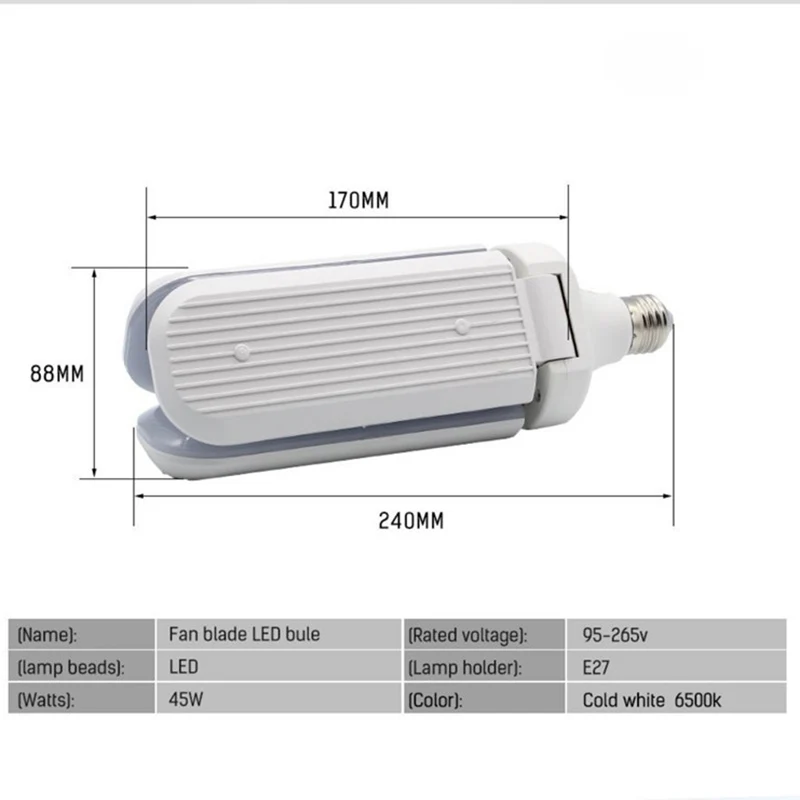 36W/45W светодиодный складной лампочка 85 265V E27 супер яркий гараж для домашней студии